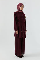 Aplike Cep Detaylı Takım - Bordo TUGBA