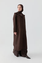 Çıtçıt Kapamalı Yırtmaçlı Kapitone Kap - Kahve TUGBA