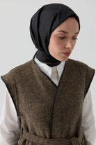 Deri Biye Detaylı Cepli Yelek - Camel TUGBA