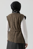 Deri Biye Detaylı Cepli Yelek - Camel TUGBA