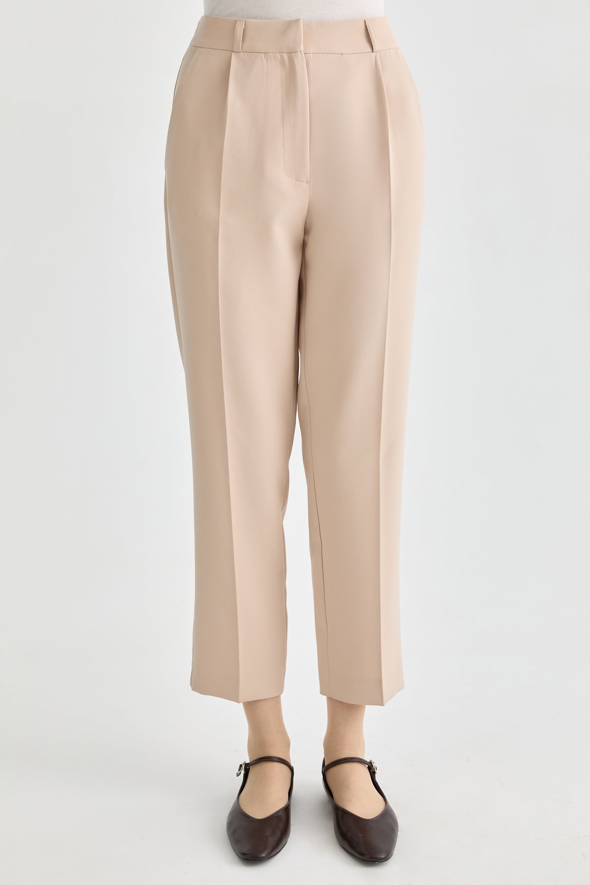 Tek Pile Basic Pantolon - Bej TUGBA