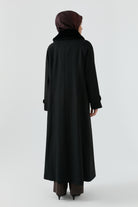 Büyük Beden Reglan Kol Kaşe Manto - Siyah TUGBA