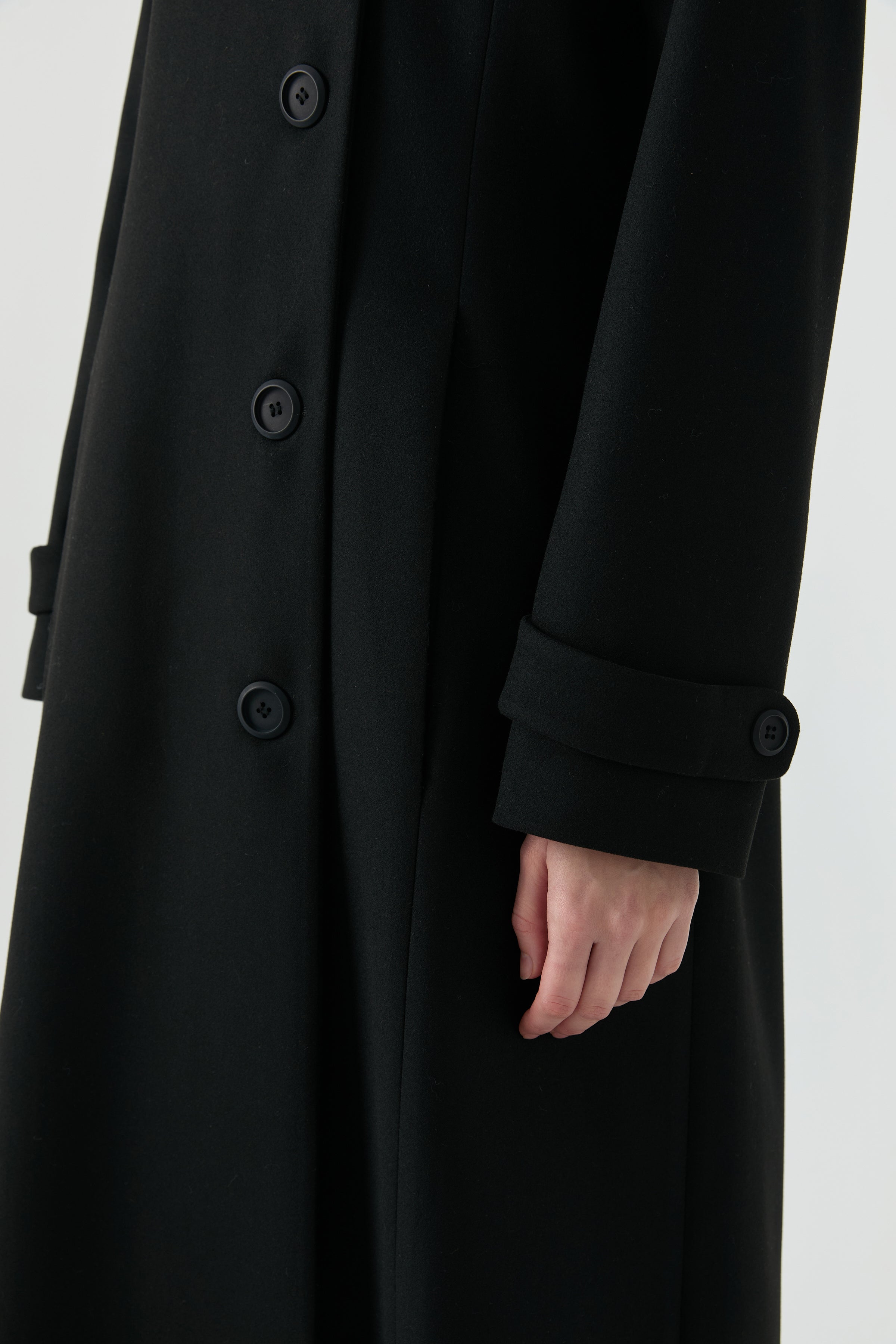 Büyük Beden Şömizye Kaşe Manto - Siyah TUGBA