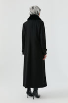 Büyük Beden Şömizye Kaşe Manto - Siyah TUGBA