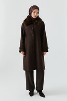 Reglan Kol Bant Detaylı Kaban - Kahve TUGBA