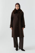 Reglan Kol Bant Detaylı Kaban - Kahve TUGBA