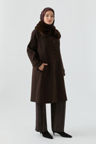 Reglan Kol Bant Detaylı Kaban - Kahve TUGBA