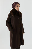 Reglan Kol Bant Detaylı Kaban - Kahve TUGBA