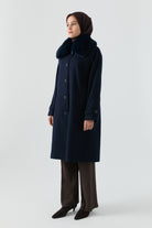 Reglan Kol Bant Detaylı Kaban - Lacivert TUGBA