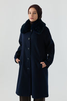 Reglan Kol Bant Detaylı Kaban - Lacivert TUGBA