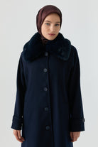 Reglan Kol Bant Detaylı Kaban - Lacivert TUGBA