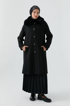 Reglan Kol Bant Detaylı Kaban - Siyah TUGBA