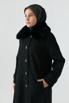 Reglan Kol Bant Detaylı Kaban - Siyah TUGBA