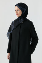 Gizli Pat Düğmeli Basic Manto - Siyah TUGBA