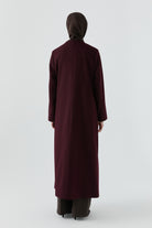 Gizli Pat Düğmeli Basic Manto - Mürdüm TUGBA