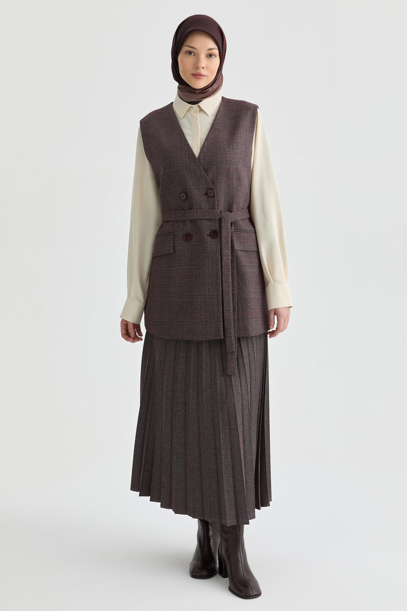 Plisoley Etek - Bordo TUGBA