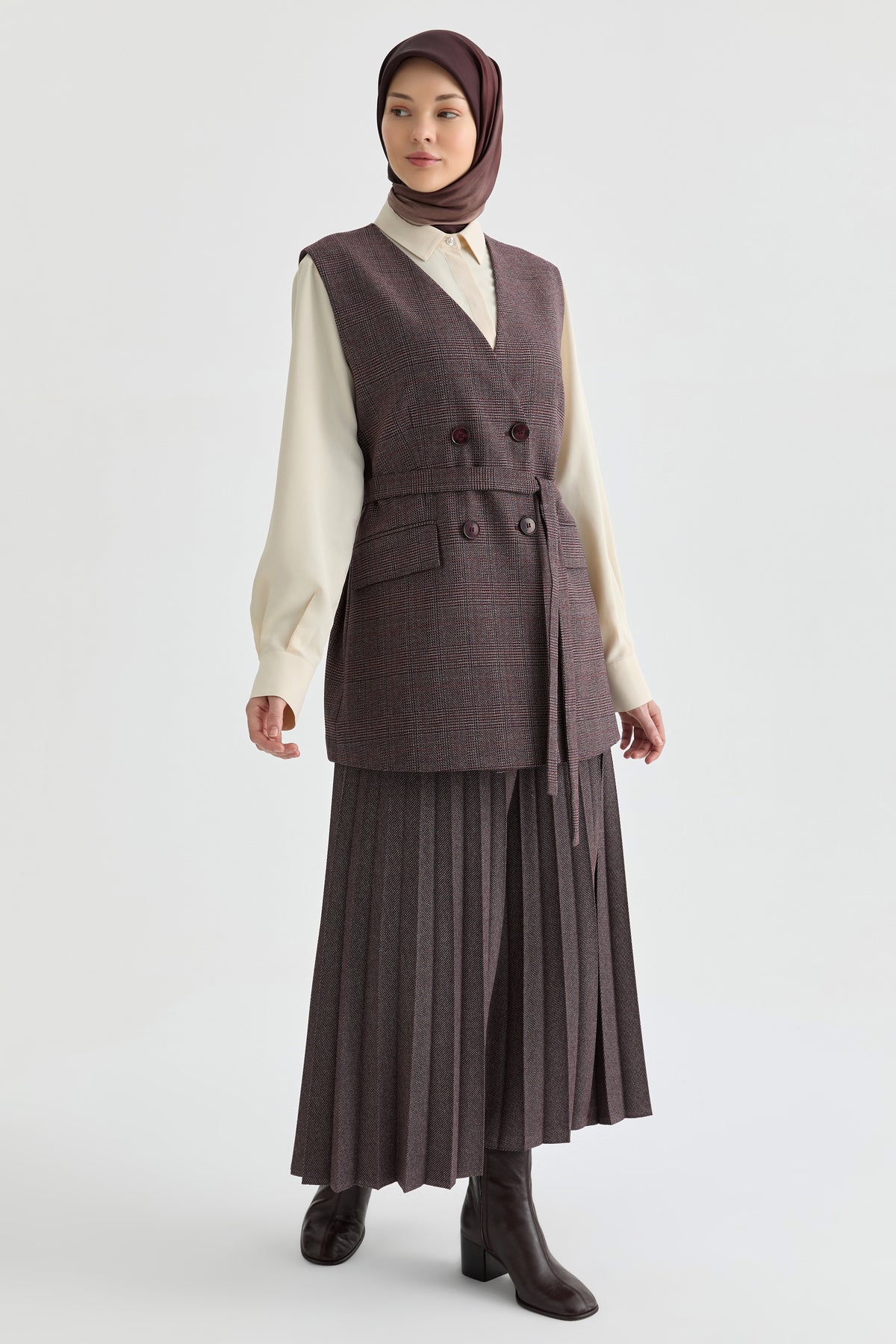 Plisoley Etek - Bordo
