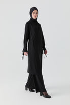 Omuz Drapeli Tunik - Siyah TUGBA