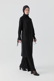 Omuz Drapeli Tunik - Siyah TUGBA