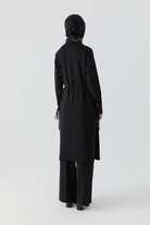 Omuz Drapeli Tunik - Siyah TUGBA