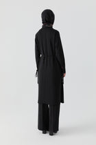 Omuz Drapeli Tunik - Siyah TUGBA