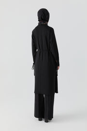 Omuz Drapeli Tunik - Siyah TUGBA