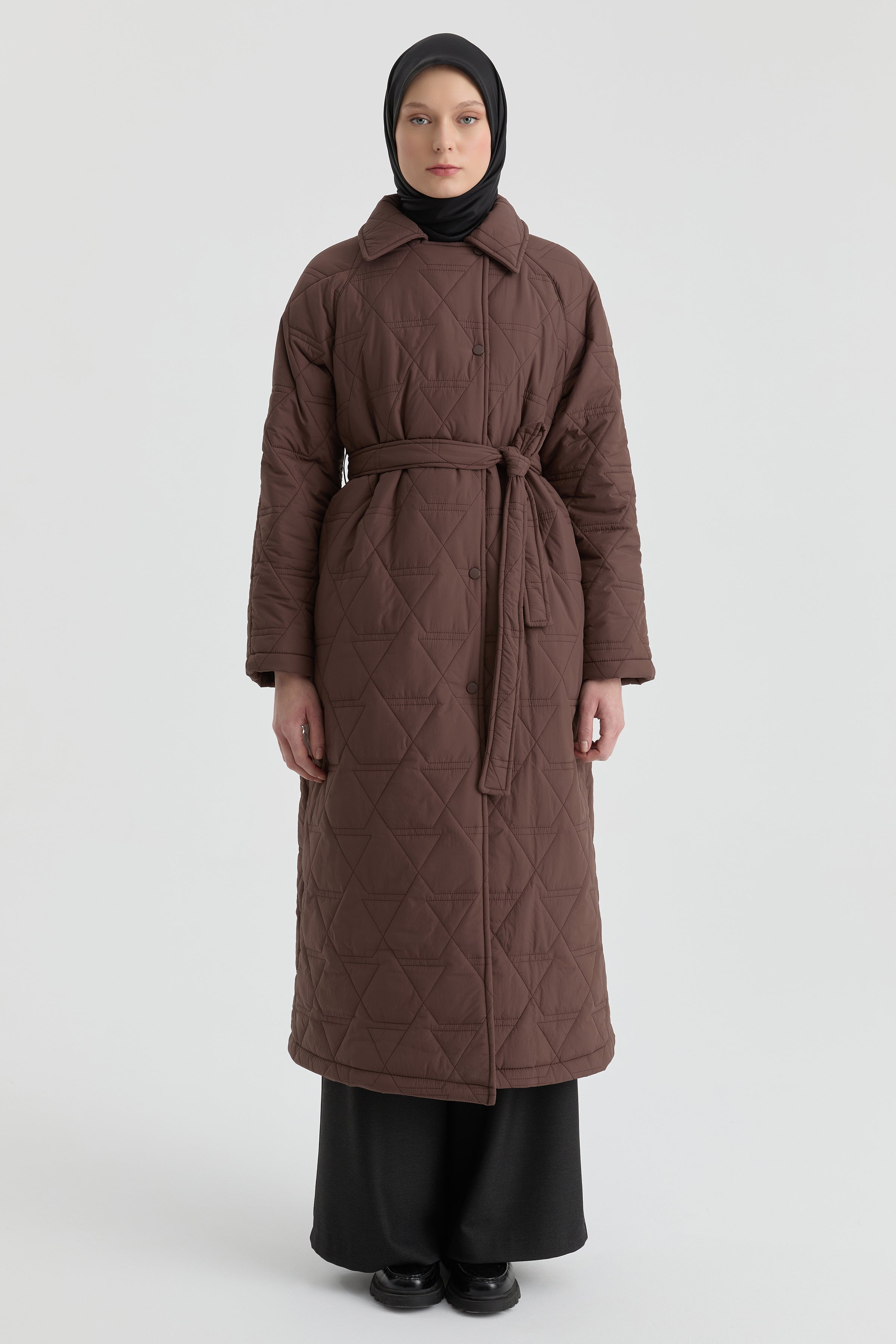 Şömizye Yakalı Manto - Kahve TUGBA