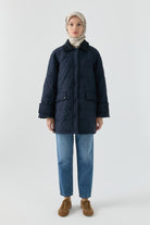 Kapaklı Cep Detaylı Kaban - Lacivert TUGBA