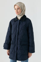 Kapaklı Cep Detaylı Kaban - Lacivert TUGBA