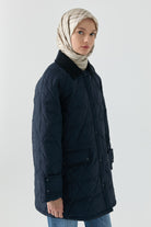 Kapaklı Cep Detaylı Kaban - Lacivert TUGBA