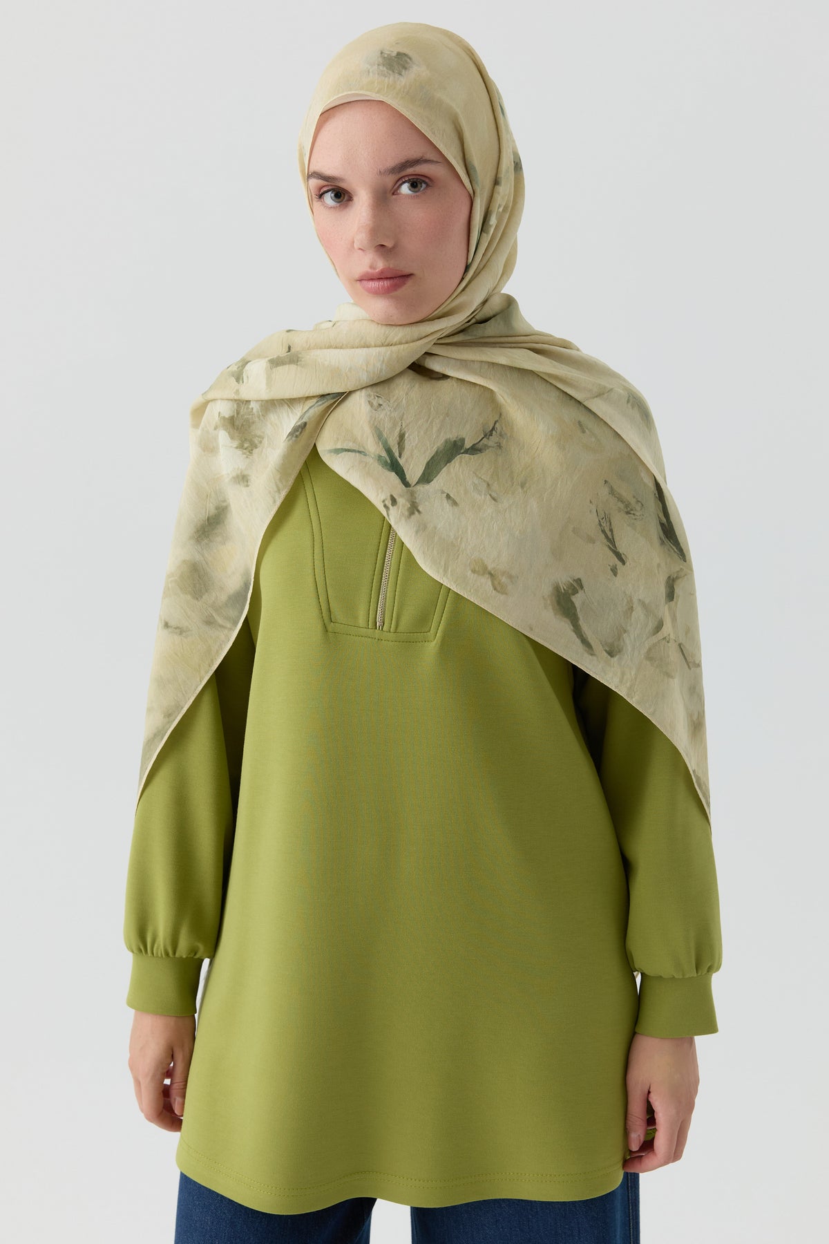 Hulya Natural Shawl - Light Green
