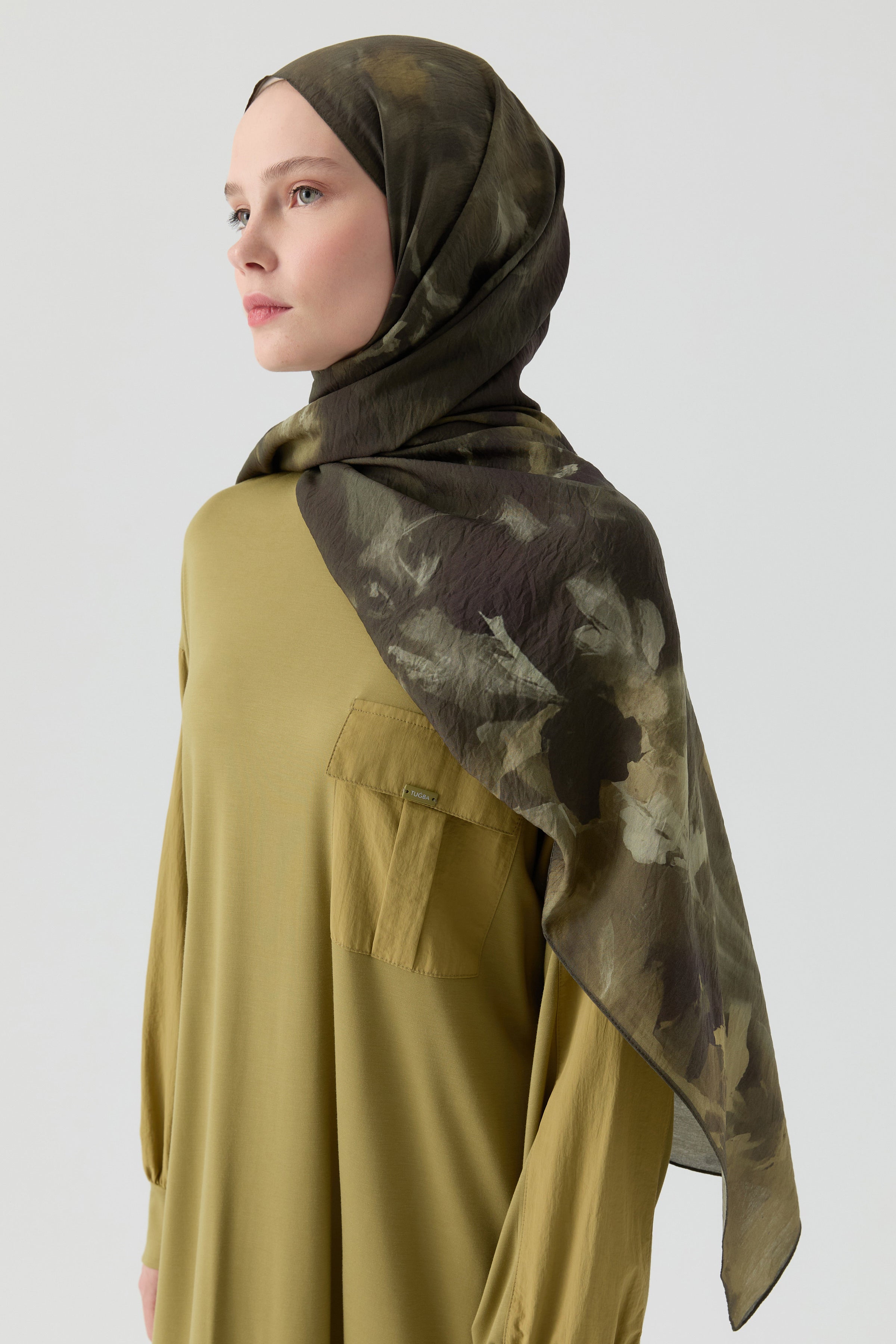 Hülya Natural Şal - Haki TUGBA