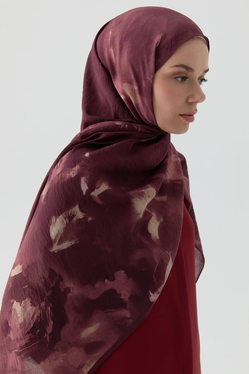 Hülya Natural Şal - Bordo TUGBA