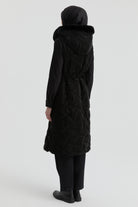 Cam Kırığı Desenli Kapitone Yelek - Siyah TUGBA