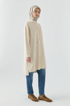 Nervür Detaylı Tunik - Bej TUGBA