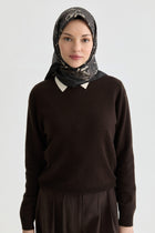 Arlina Twill İpek Eşarp - Kahve TUGBA