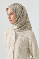 Tansel Twill İpek Eşarp - Bej TUGBA