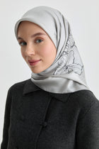 Süregan Twill İpek Eşarp - Gri TUGBA