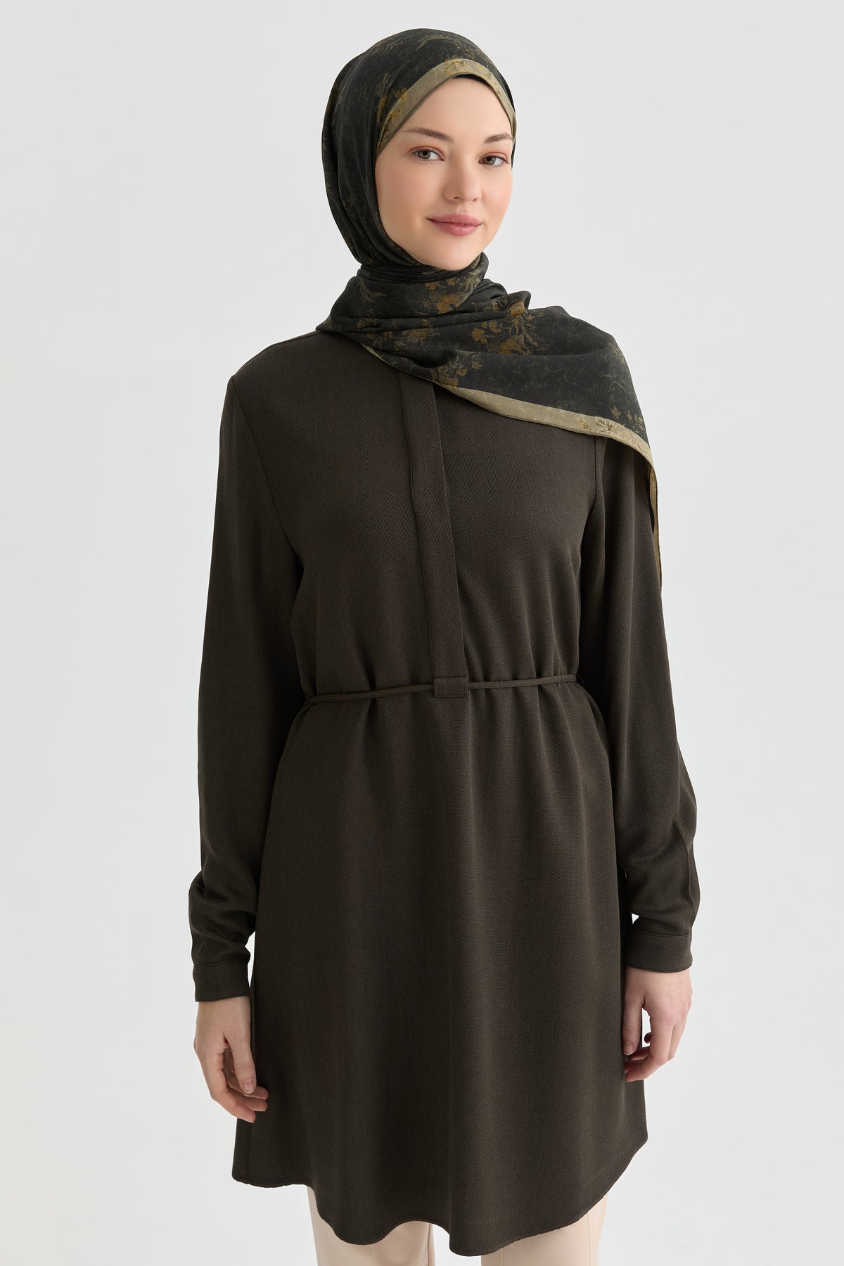 Bağcık Detaylı Tunik - Haki