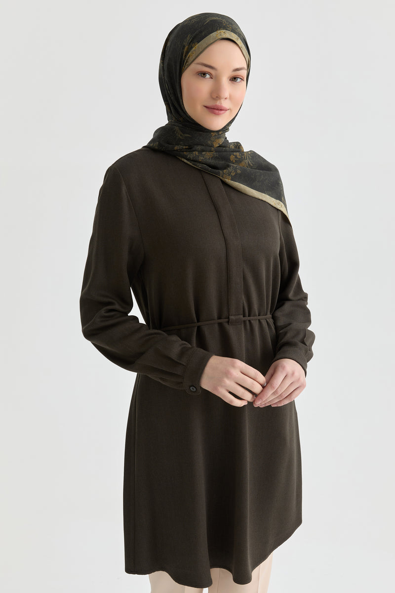 Bağcık Detaylı Tunik - Haki TUGBA