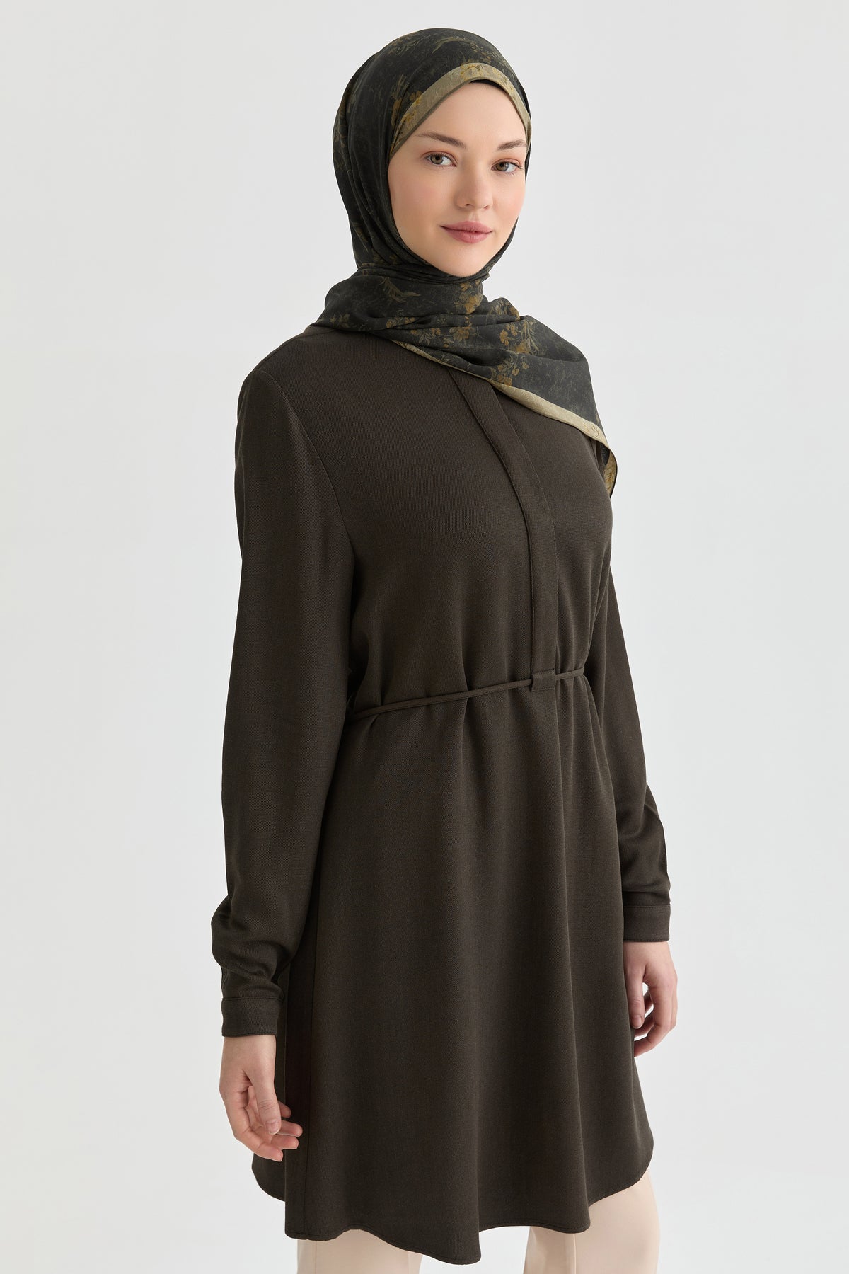 Bağcık Detaylı Tunik - Haki TUGBA