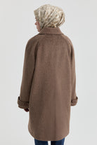 Gizli Pat Detaylı Kaban - Kahve TUGBA