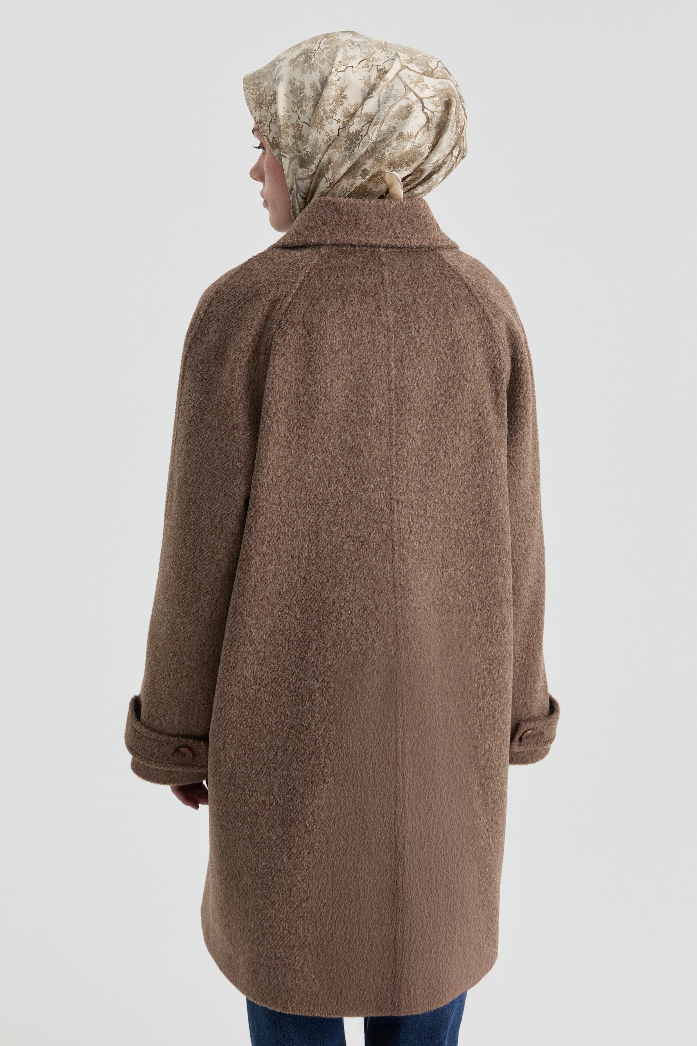 Gizli Pat Detaylı Kaban - Kahve TUGBA