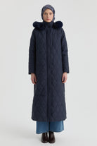 Kapüşonlu Manto - Lacivert TUGBA