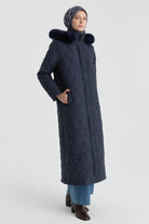 Kapüşonlu Manto - Lacivert TUGBA