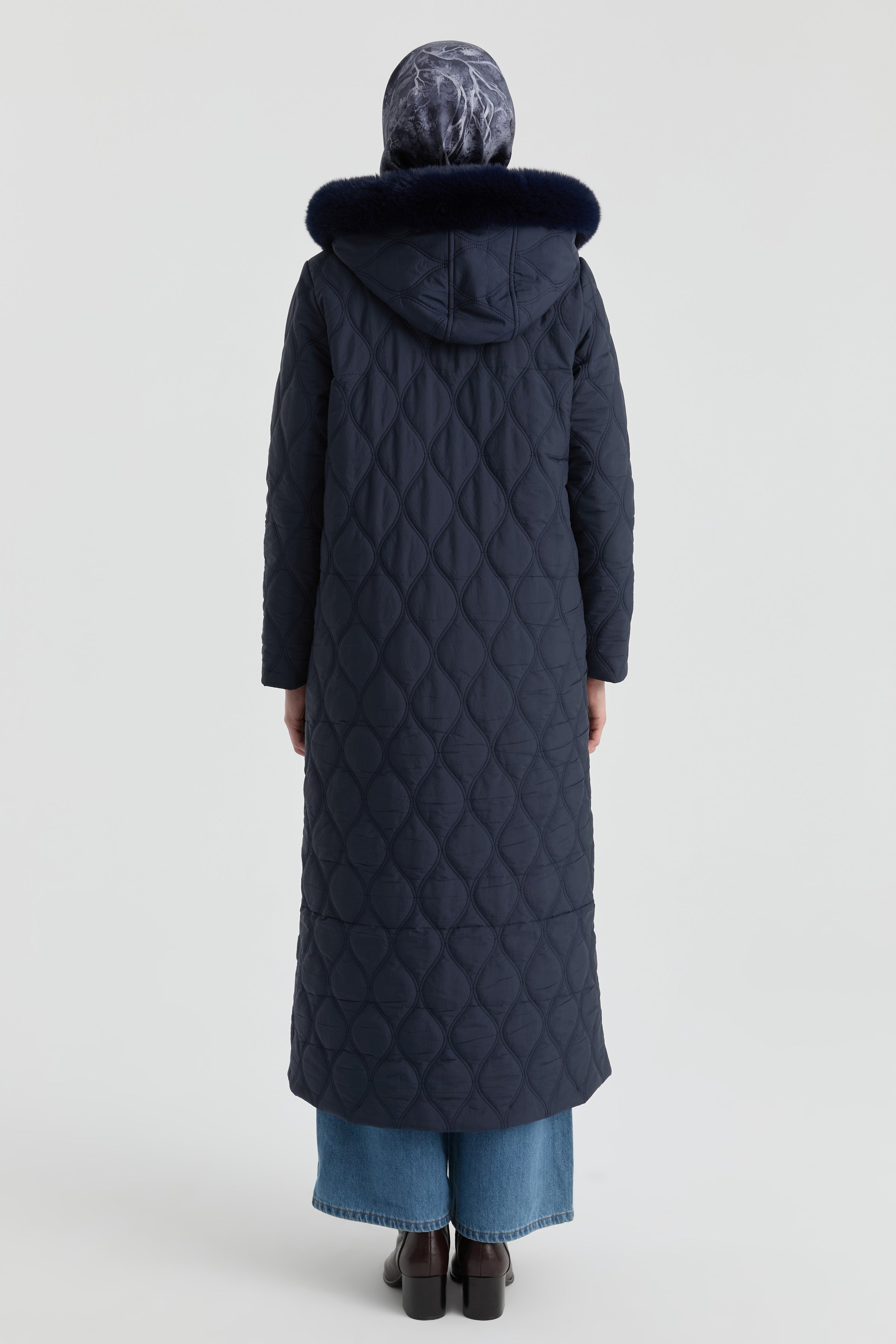 Kapüşonlu Manto - Lacivert TUGBA