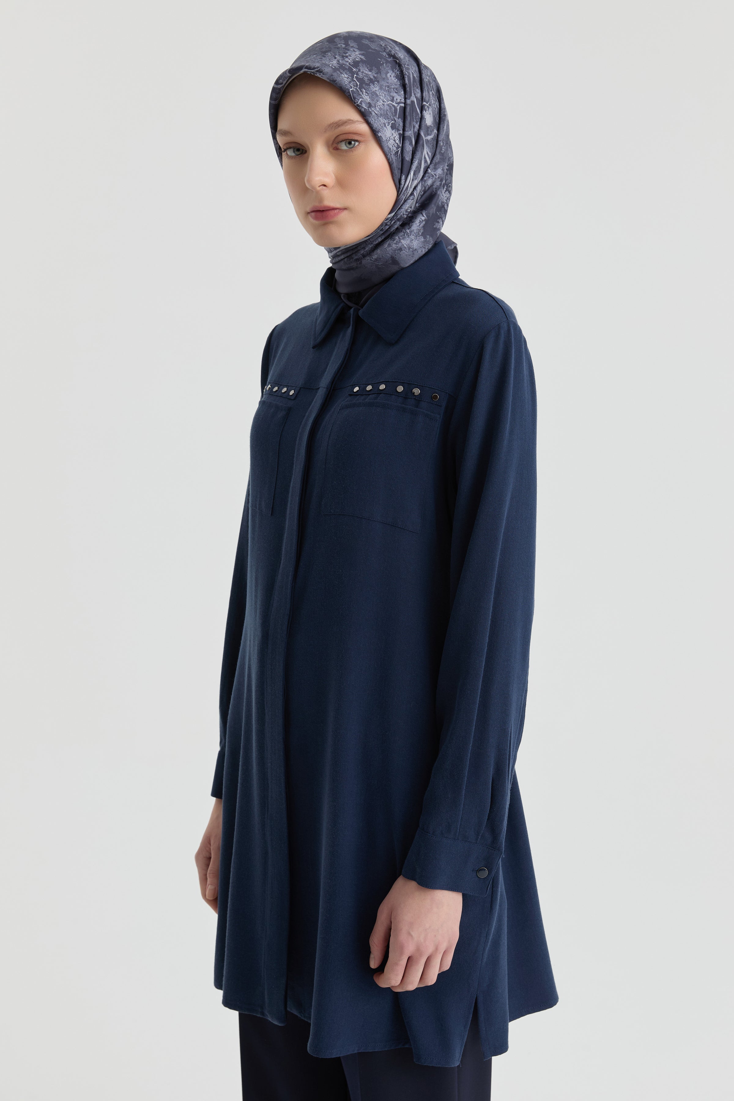 Süs Cepli Tunik - Lacivert TUGBA