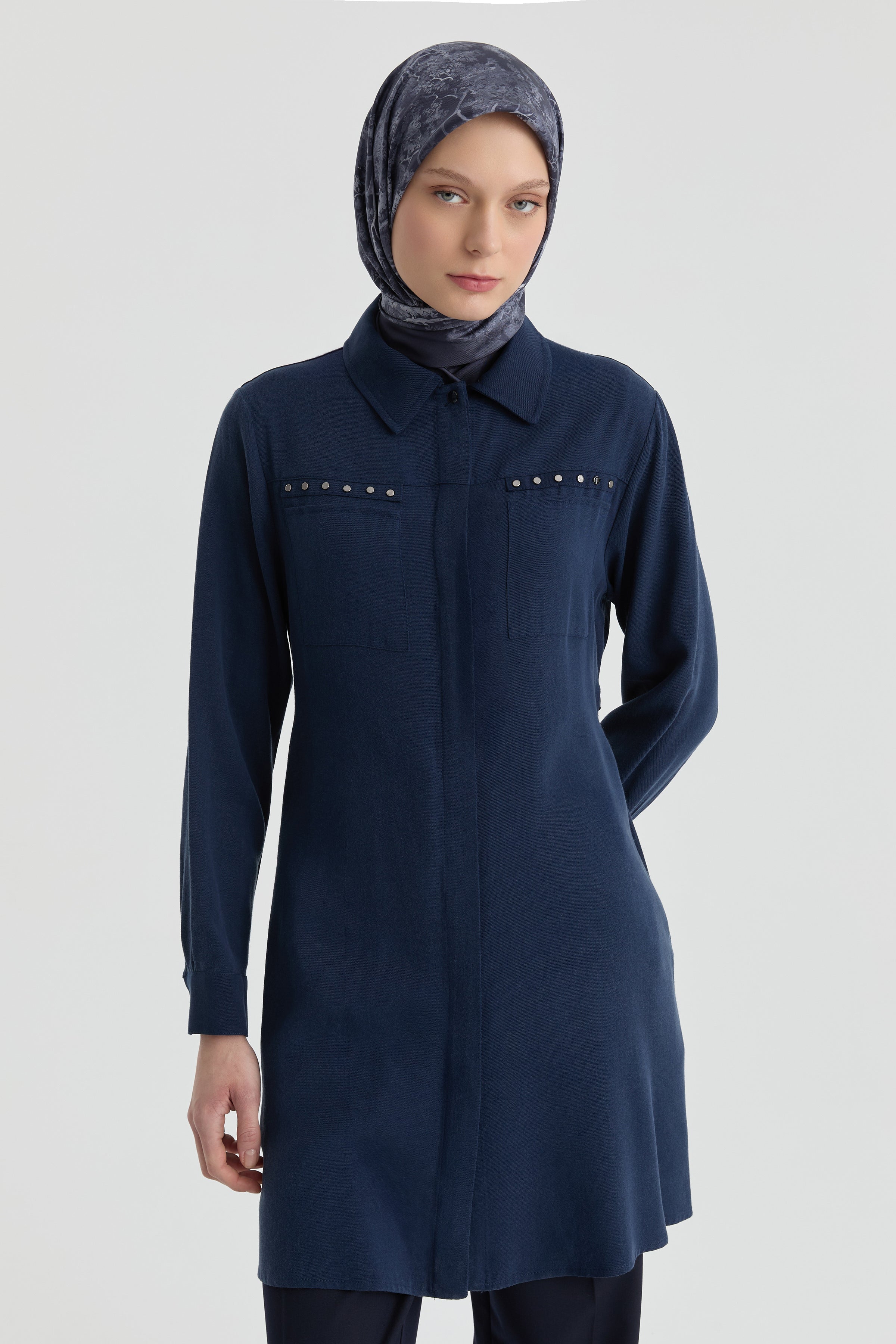 Süs Cepli Tunik - Lacivert TUGBA