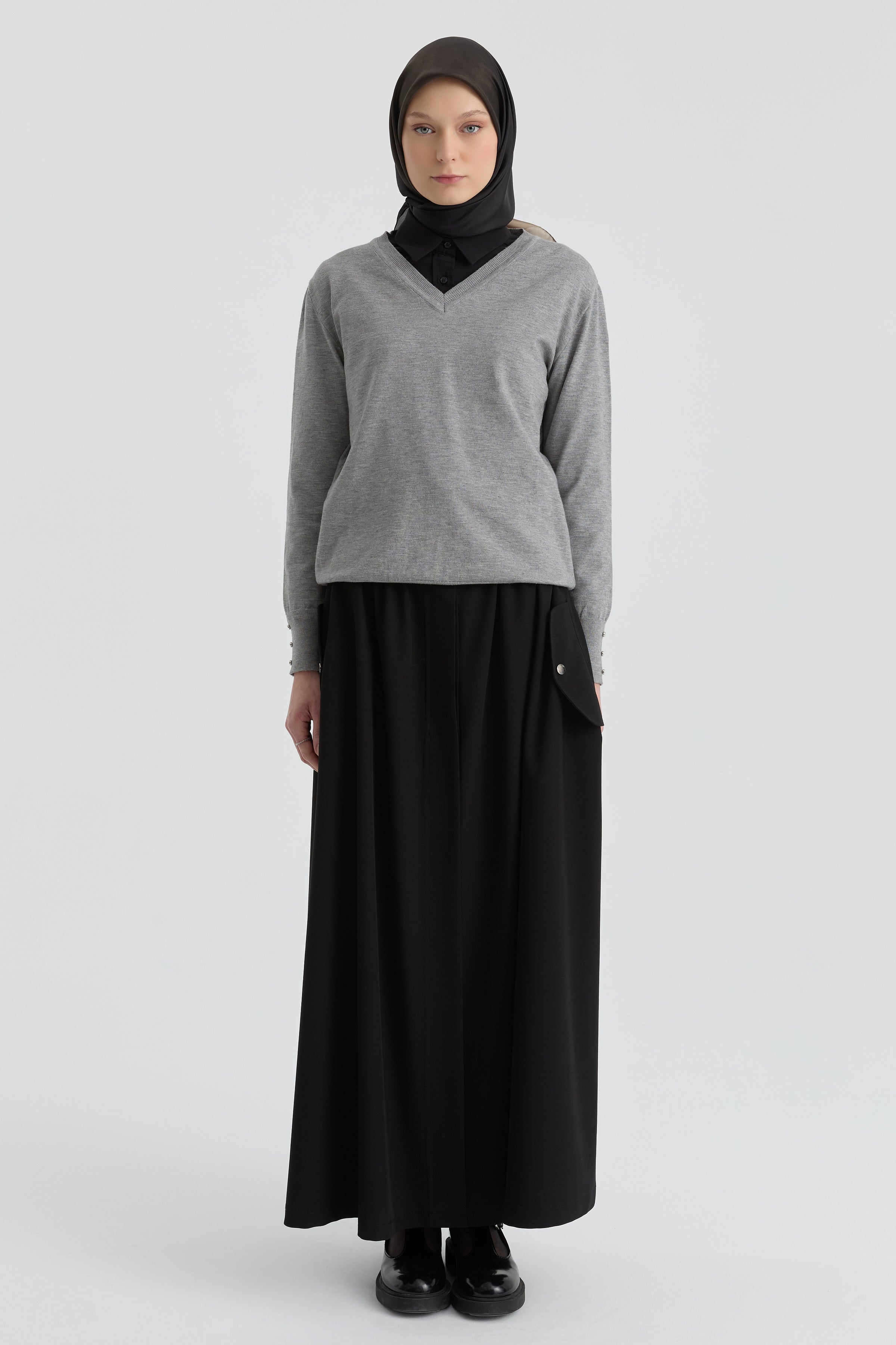 Cep Detaylı Etek - Siyah TUGBA