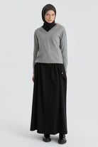 Cep Detaylı Etek - Siyah TUGBA